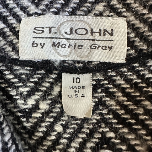St. John by Marie Gray Herringbone Fitted Black and White Jacket Blazer Size 10 - Picture 6 of 7
